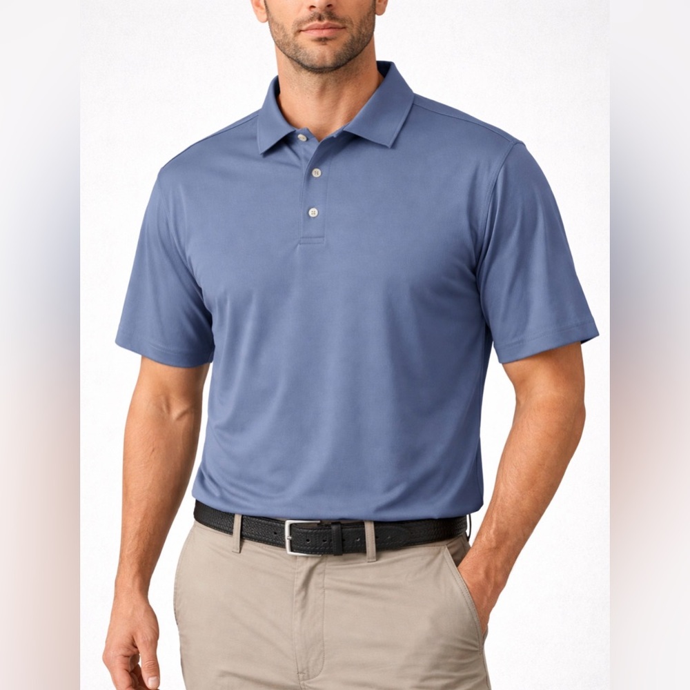 Henry Dean Men’s Blue Performance Polo Shirt XL Stretch Short Sleeve(A420)✨
